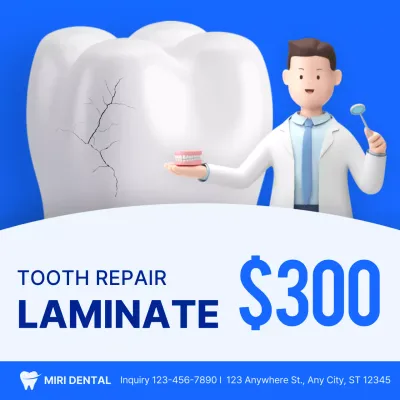 Simple laminated ad in blue and navy blue