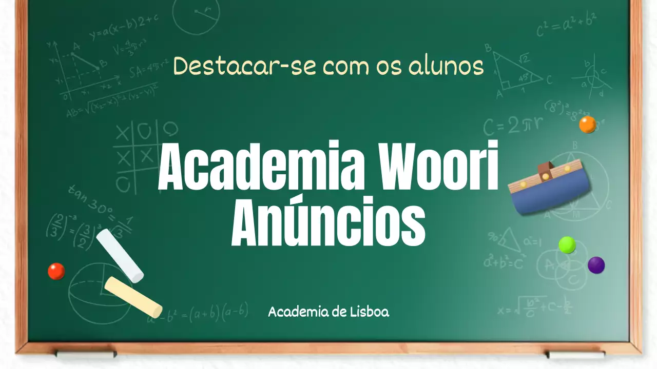 Um anúncio escolar verde e branco muito giro