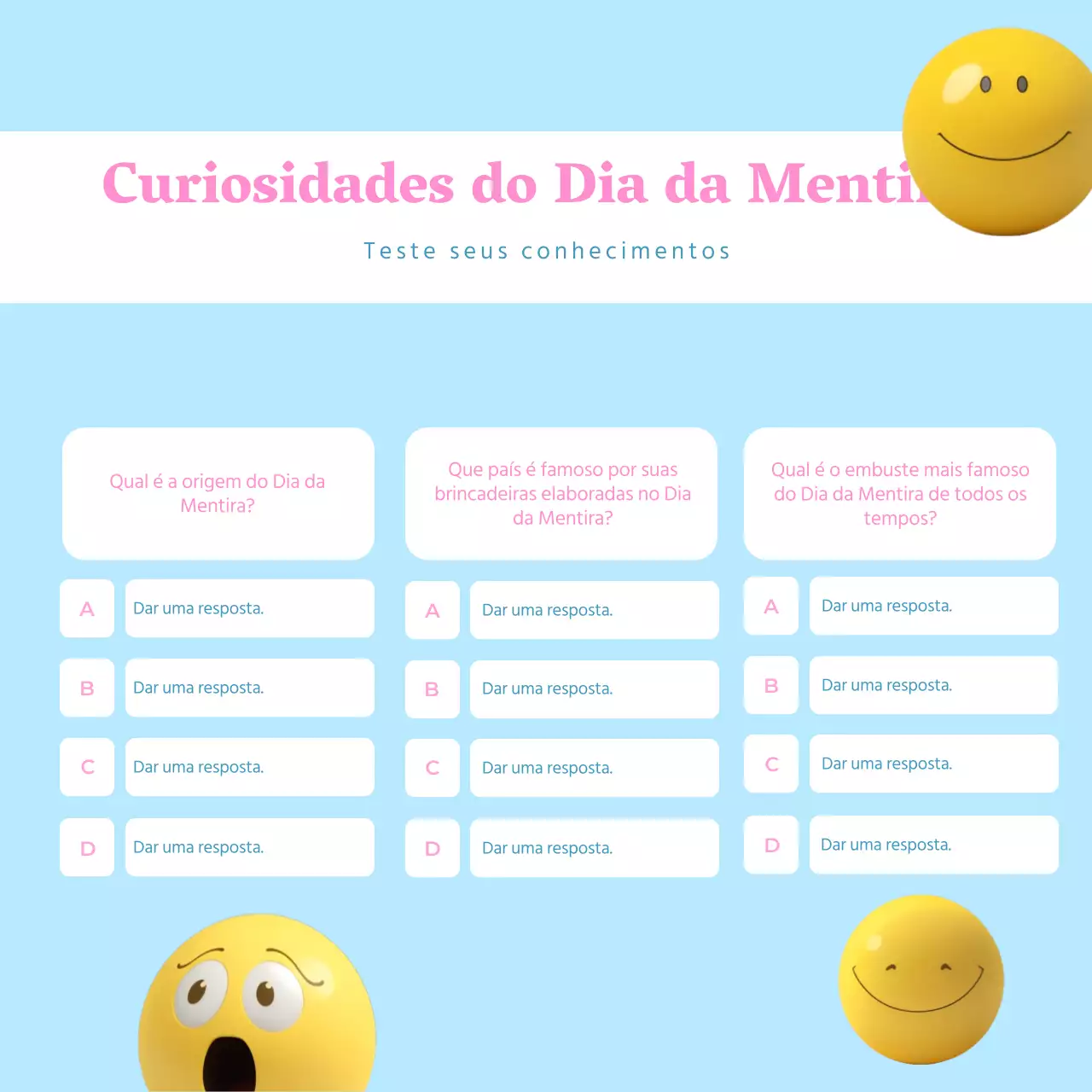 Memorando clássico do Dia da Mentira Azul Rosa