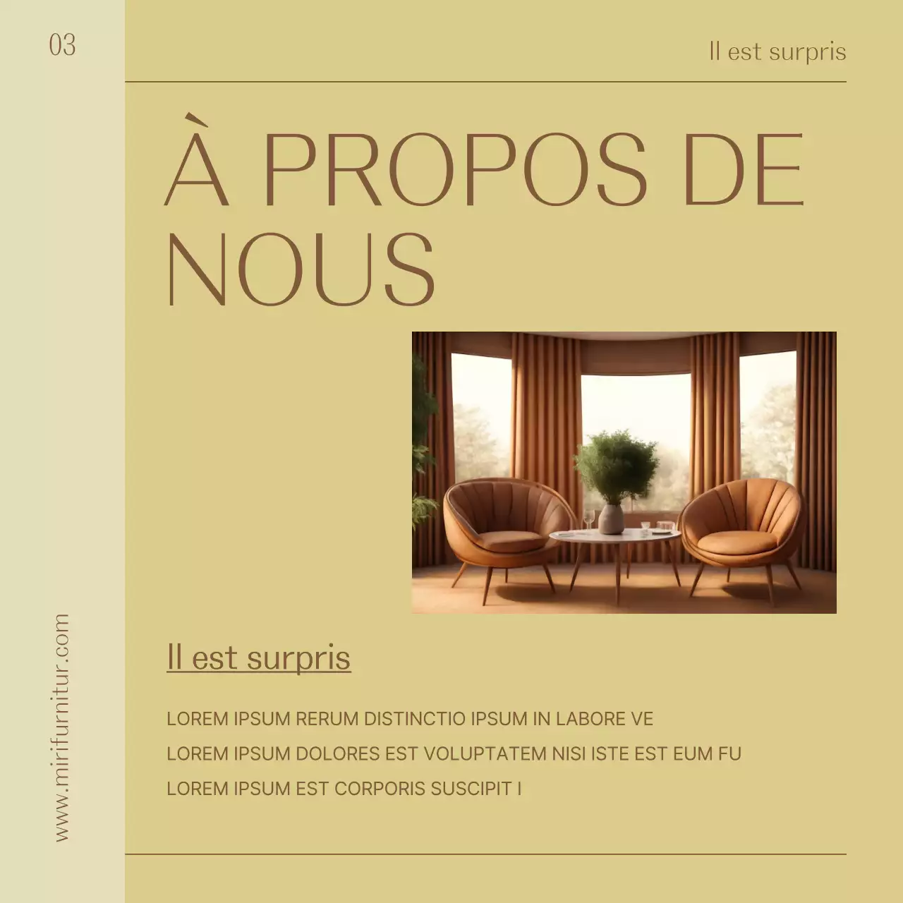 Promouvoir un produit d'ameublement d'intérieur simple dans les tons jaune et marron