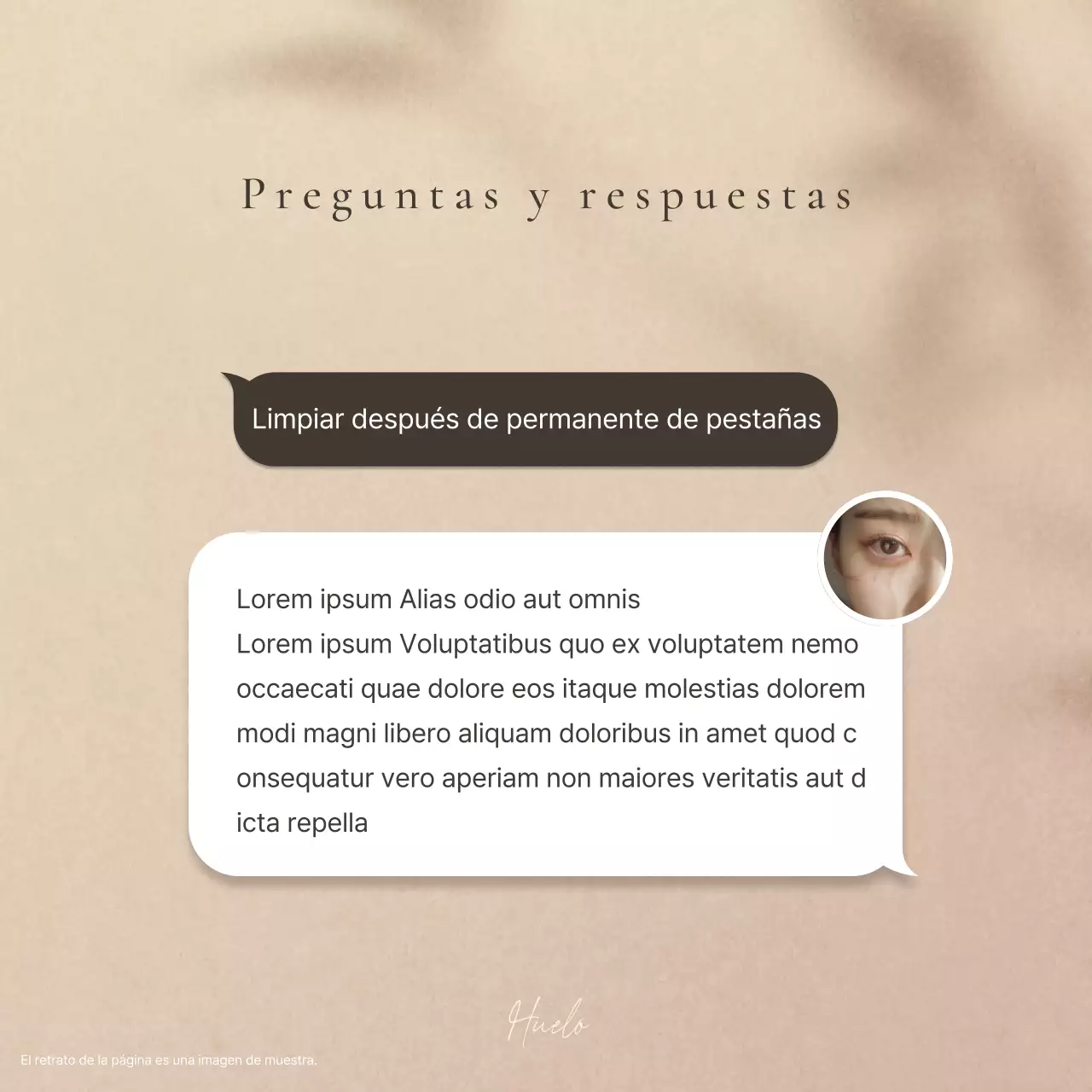 Moderno anuncio de belleza de pestañas en marrón y beige