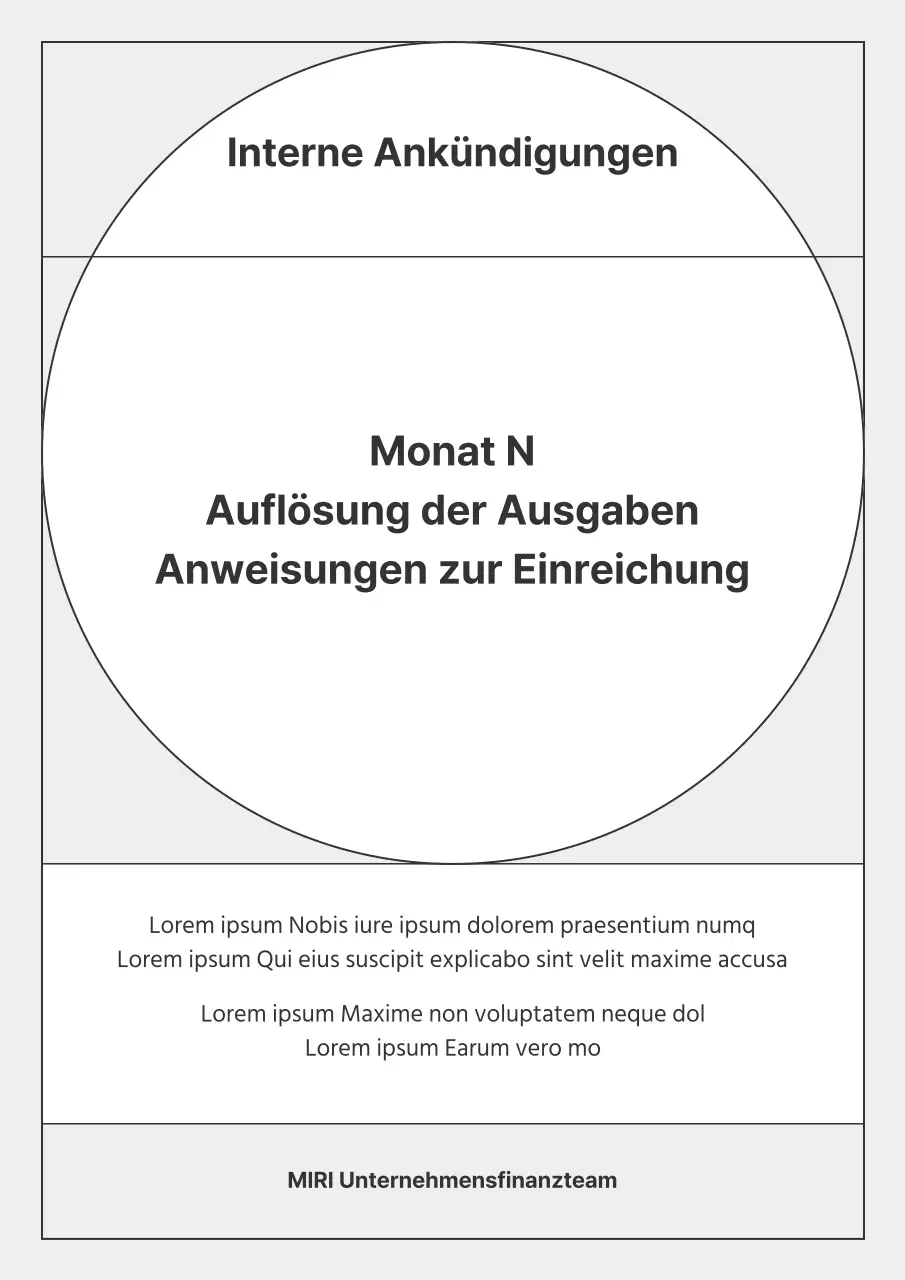 Minimalistische Ausgabenbeschlüsse in Grau und Schwarz für interne Bekanntmachungen