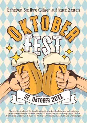 Werbung für eine Retro-Fassbiermesse mit hellblauem Hintergrund