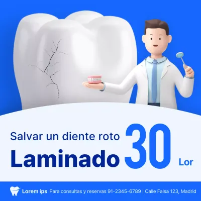 Anuncio de laminado simple en azul y azul marino