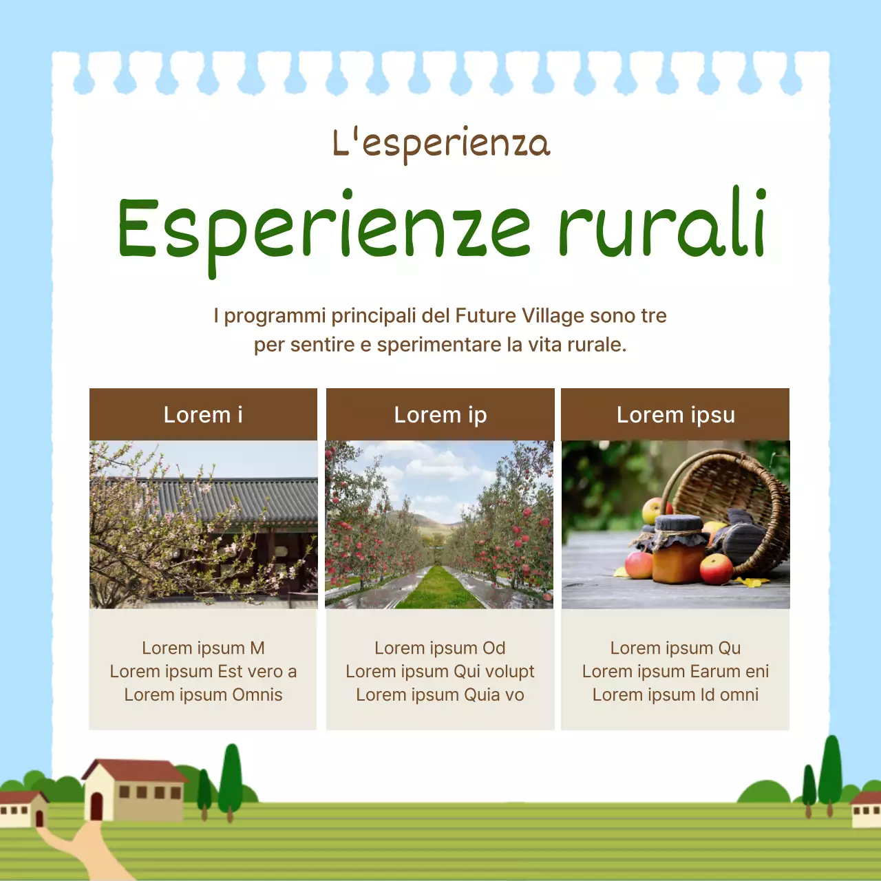 Promuovere semplici esperienze rurali in azzurro