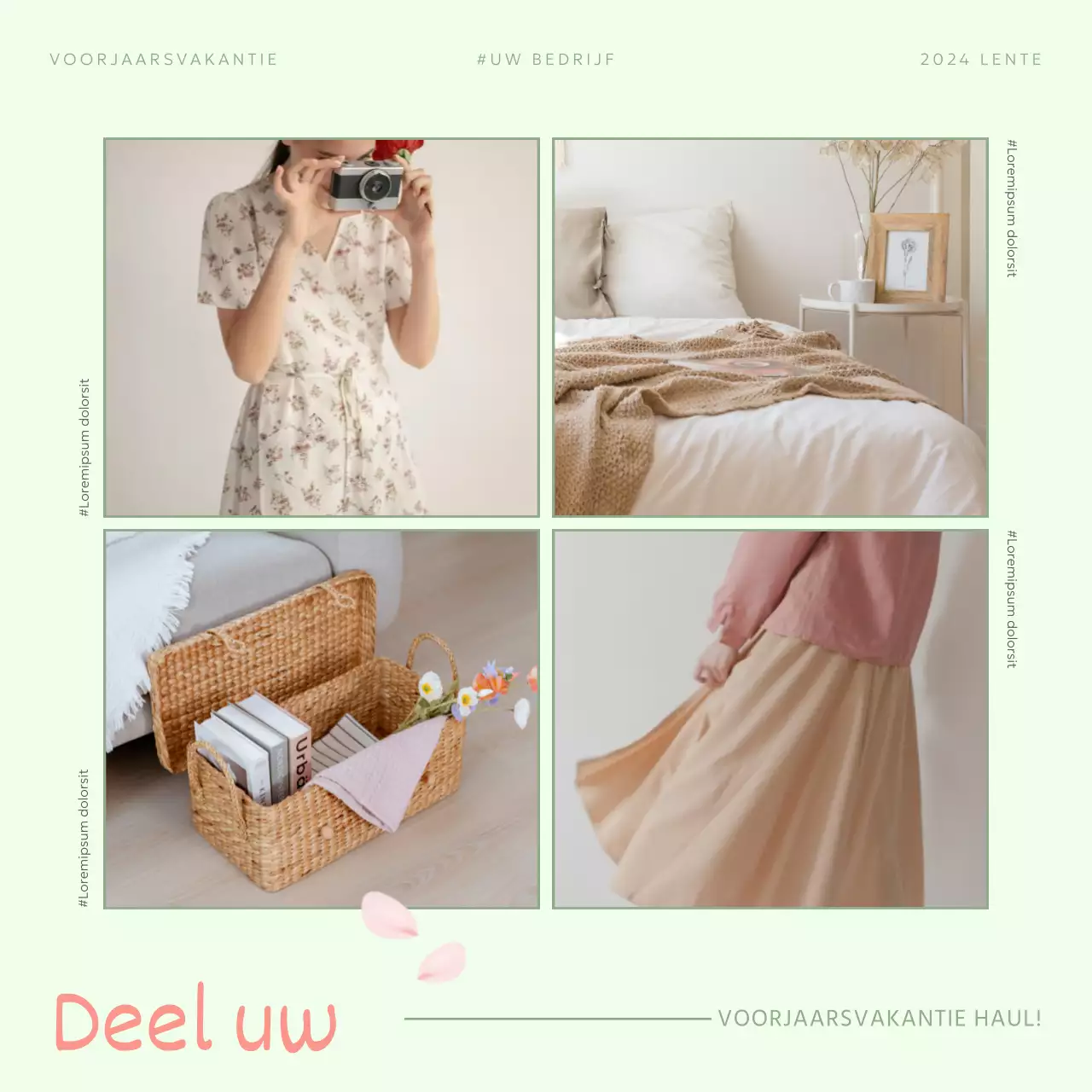 Groen en Roze Elegante Voorjaarsuitverkoop Promotie