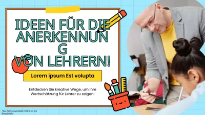 Blauer und gelber moderner Geschenkführer für den Lehrertag