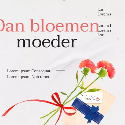 Uitnodiging voor moederdag met eenvoudige anjer in rood en beige