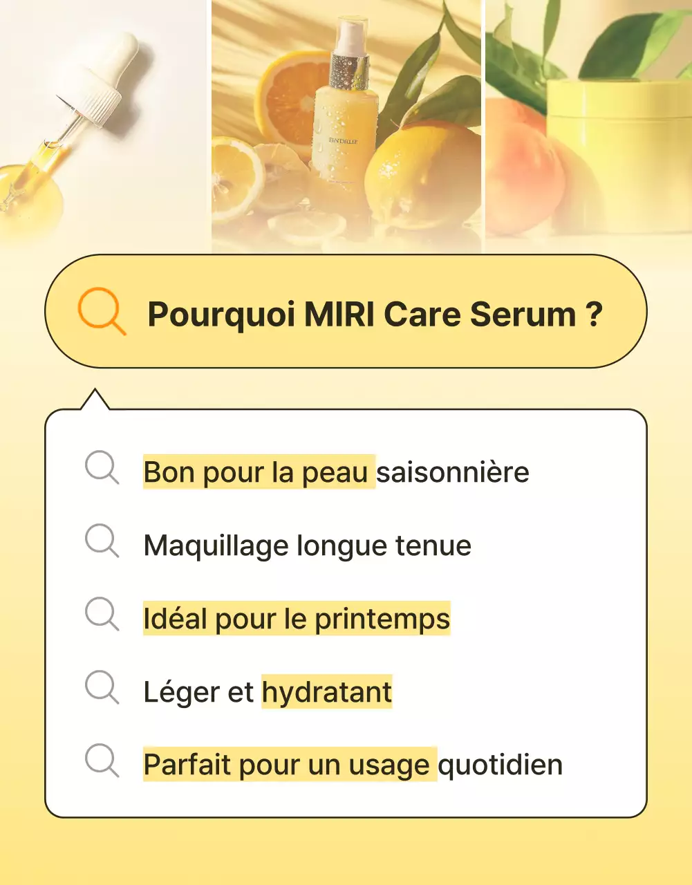 Promouvoir des produits cosmétiques simples pour la peau en jaune et orange
