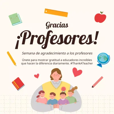 Beige y rojo Moderna felicitación Día del Maestro Publicidad