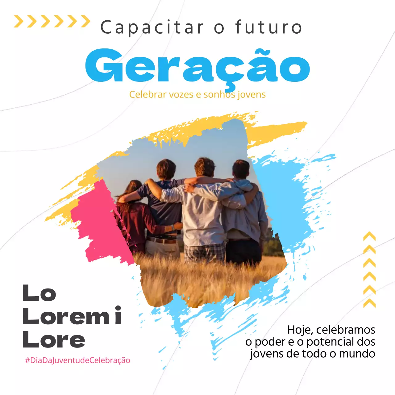 Campanha de celebração do Dia da Juventude em branco e azul celeste
