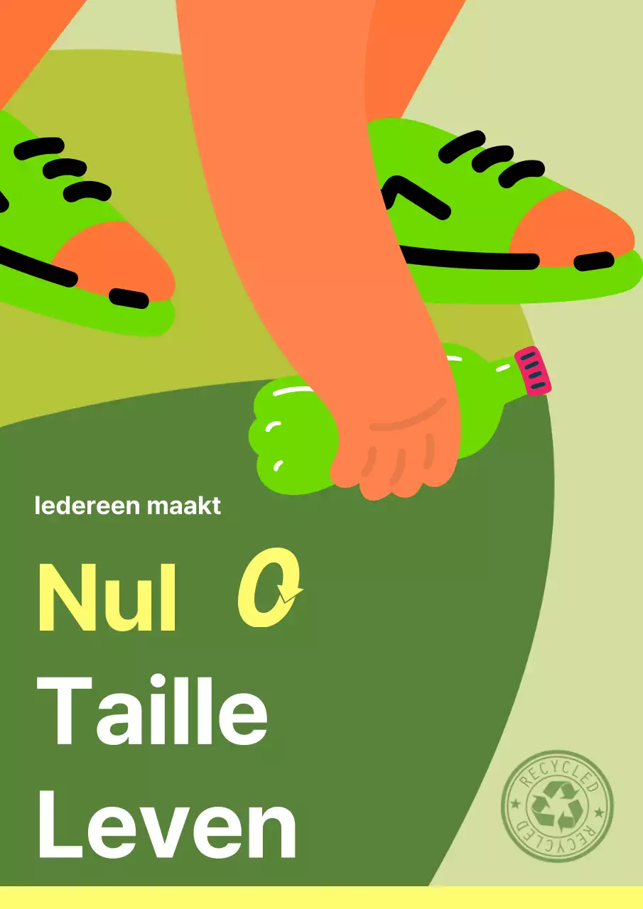 Een eenvoudige groene en gele Zero Waste Life-campagne