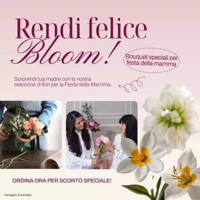 Pubblicità regalo moderna per la festa della mamma in bianco e rosa