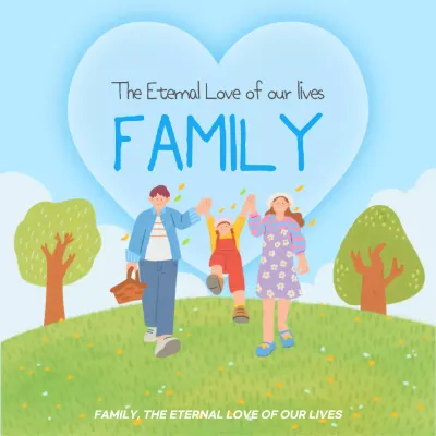Blue Simple Family Invitation Social Media Post