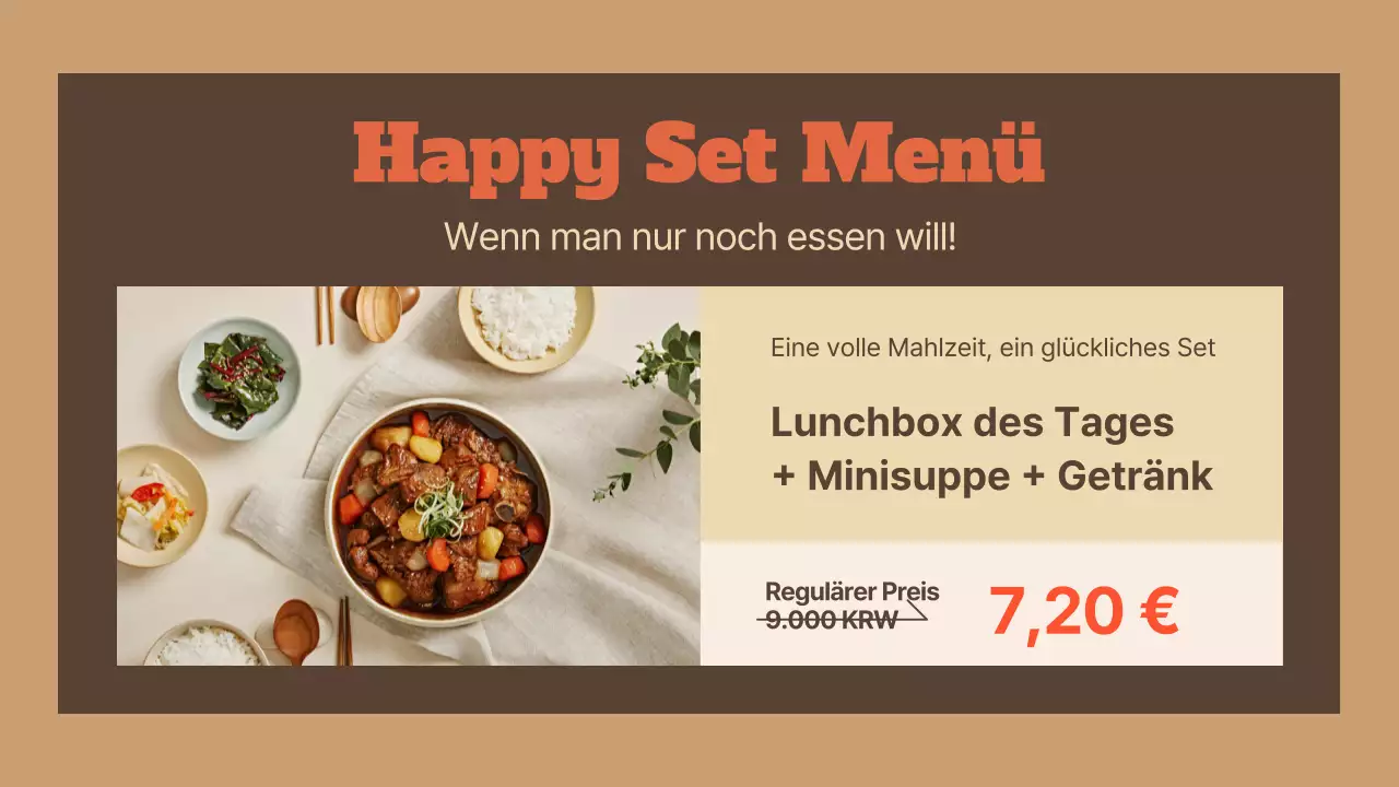 Werbung für ein einfaches Bento-Restaurant in Braun und Beige