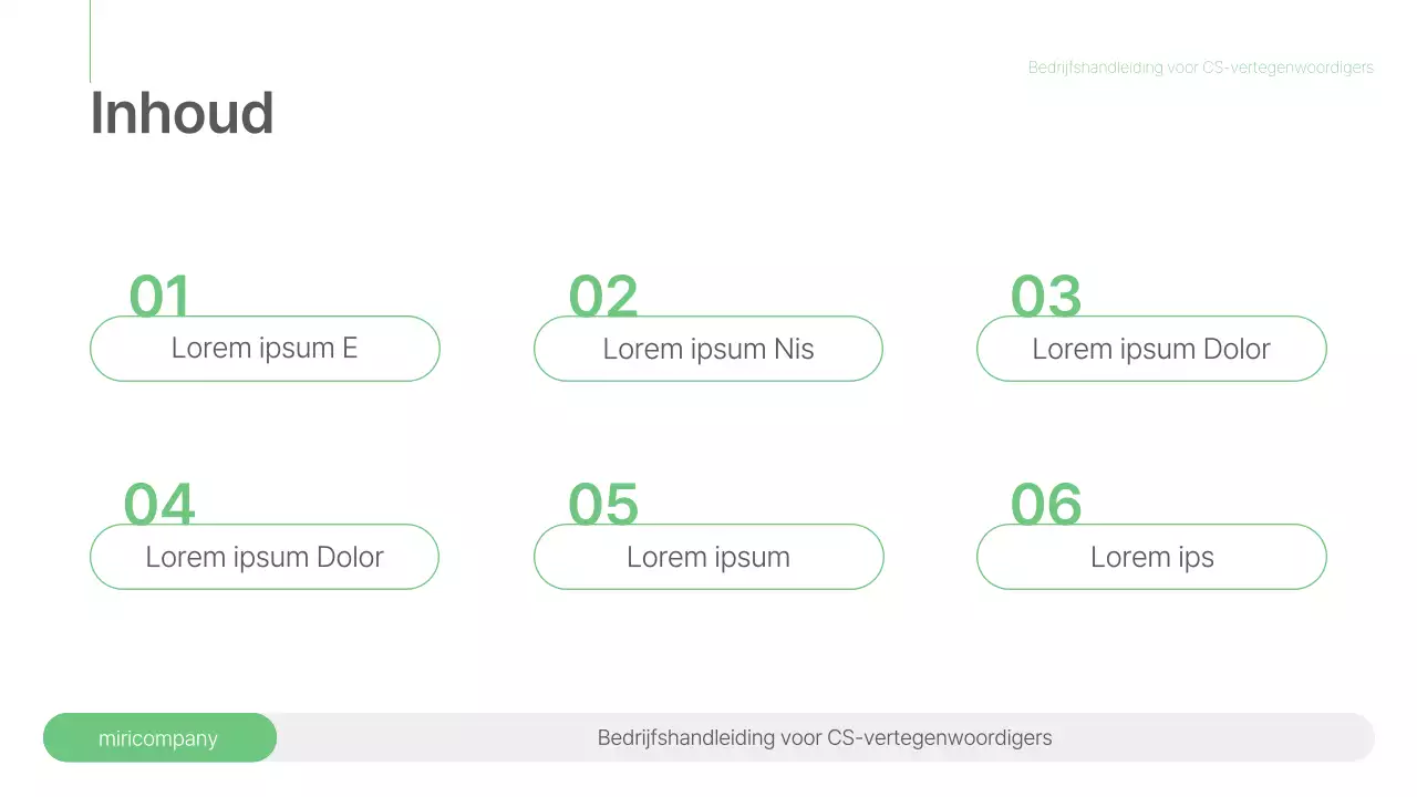 Een eenvoudig trainingsdek met groene en grijze werkhandleidingen