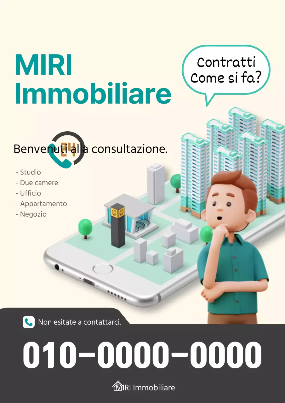 Semplice annuncio di consulenza immobiliare in avorio e menta