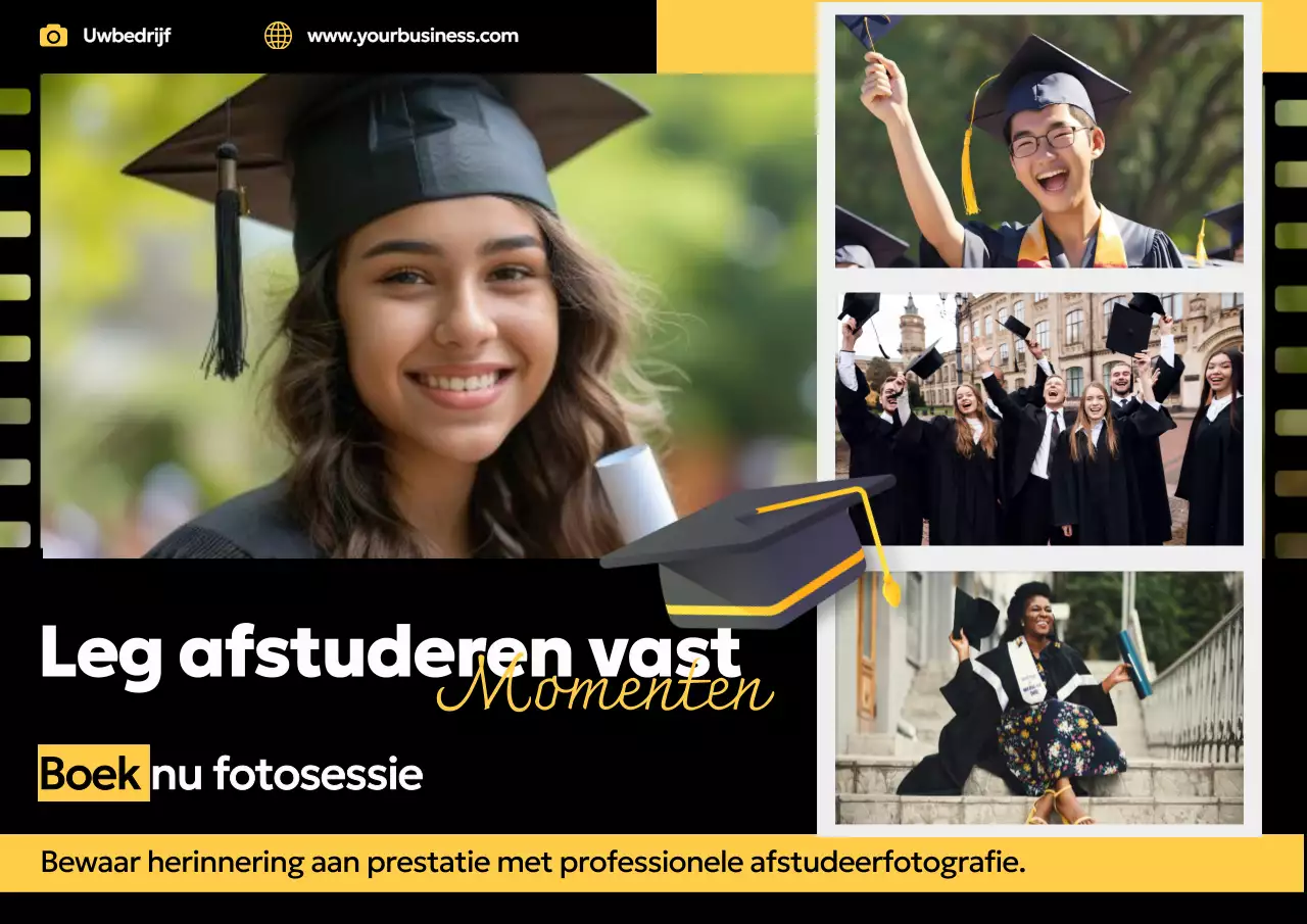Geel Zwart Modern Leg je afstudeermomenten vast met een fotosessie