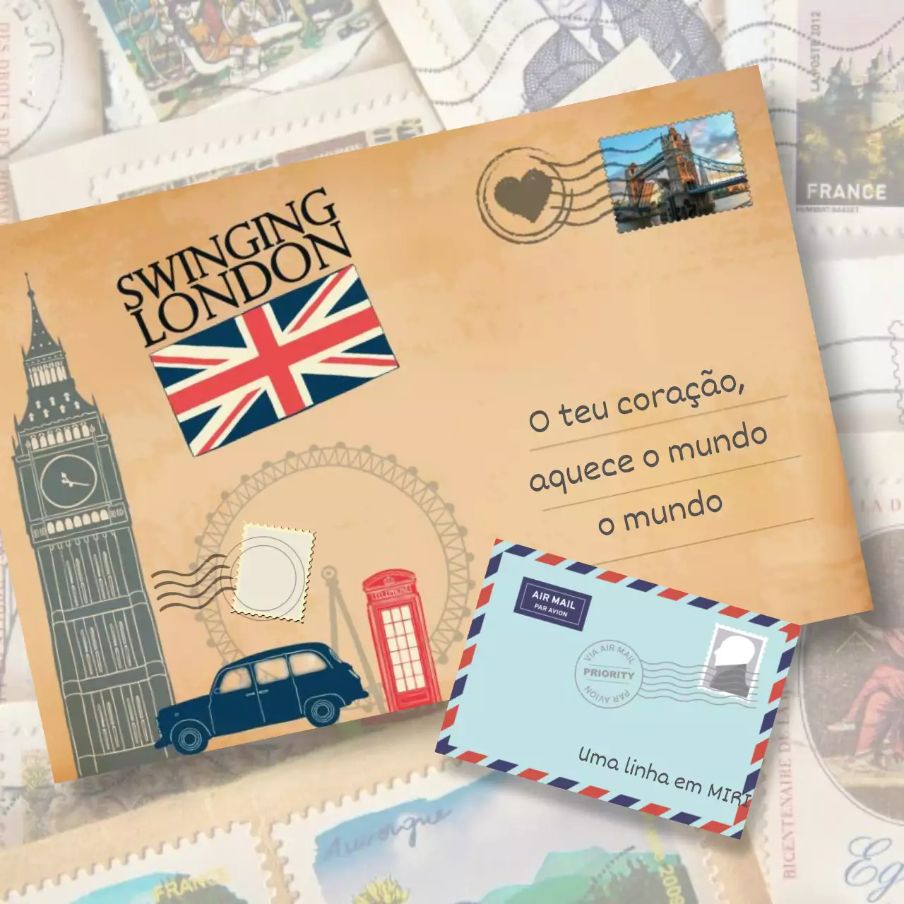 Sentimento vintage pop-up em castanho