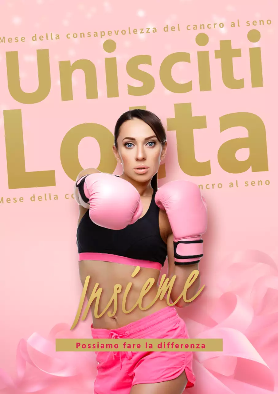 Manifesto pubblicitario di una scuola di pugilato in rosa