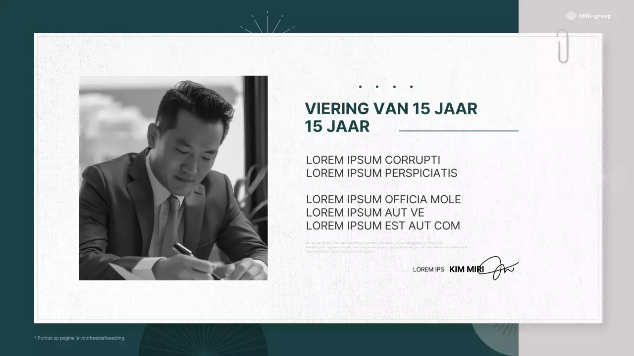 Een eenvoudige jubileumpresentatie in groen en beige