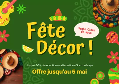 Vert et jaune Décoration moderne Cinco de Mayo Promotion Publicité