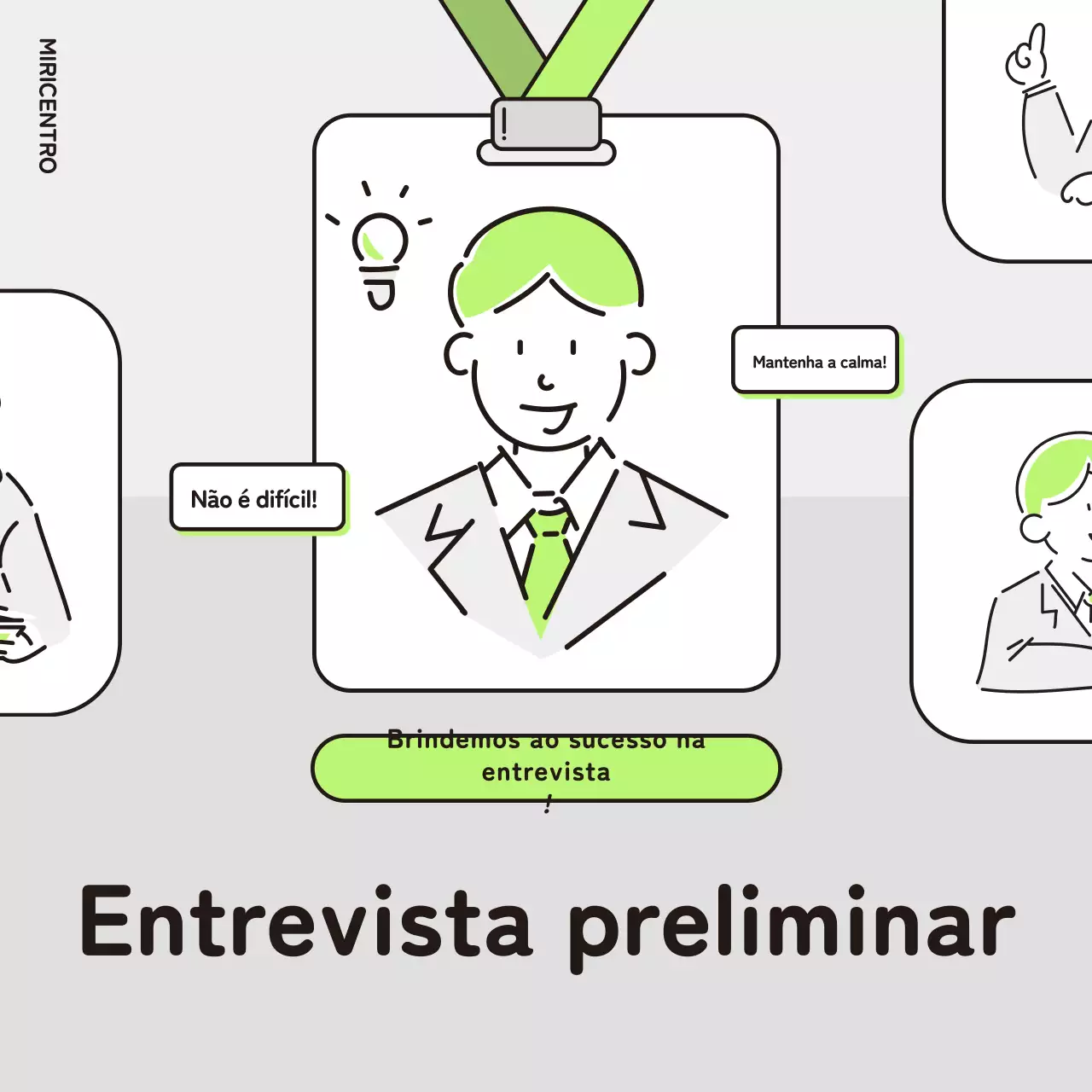 Sobre o pré-passe de entrevista simples em tons de verde e cinzento