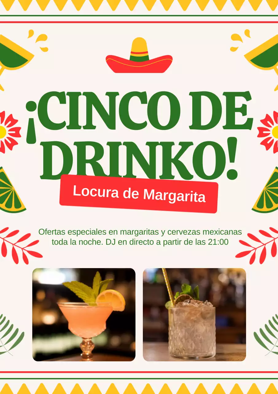 Anuncio de promoción especial de restaurante moderno en verde y rojo