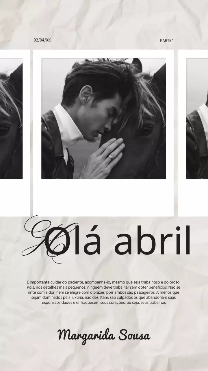Colagem de fotografias elegante a preto e branco para a campanha Hello April