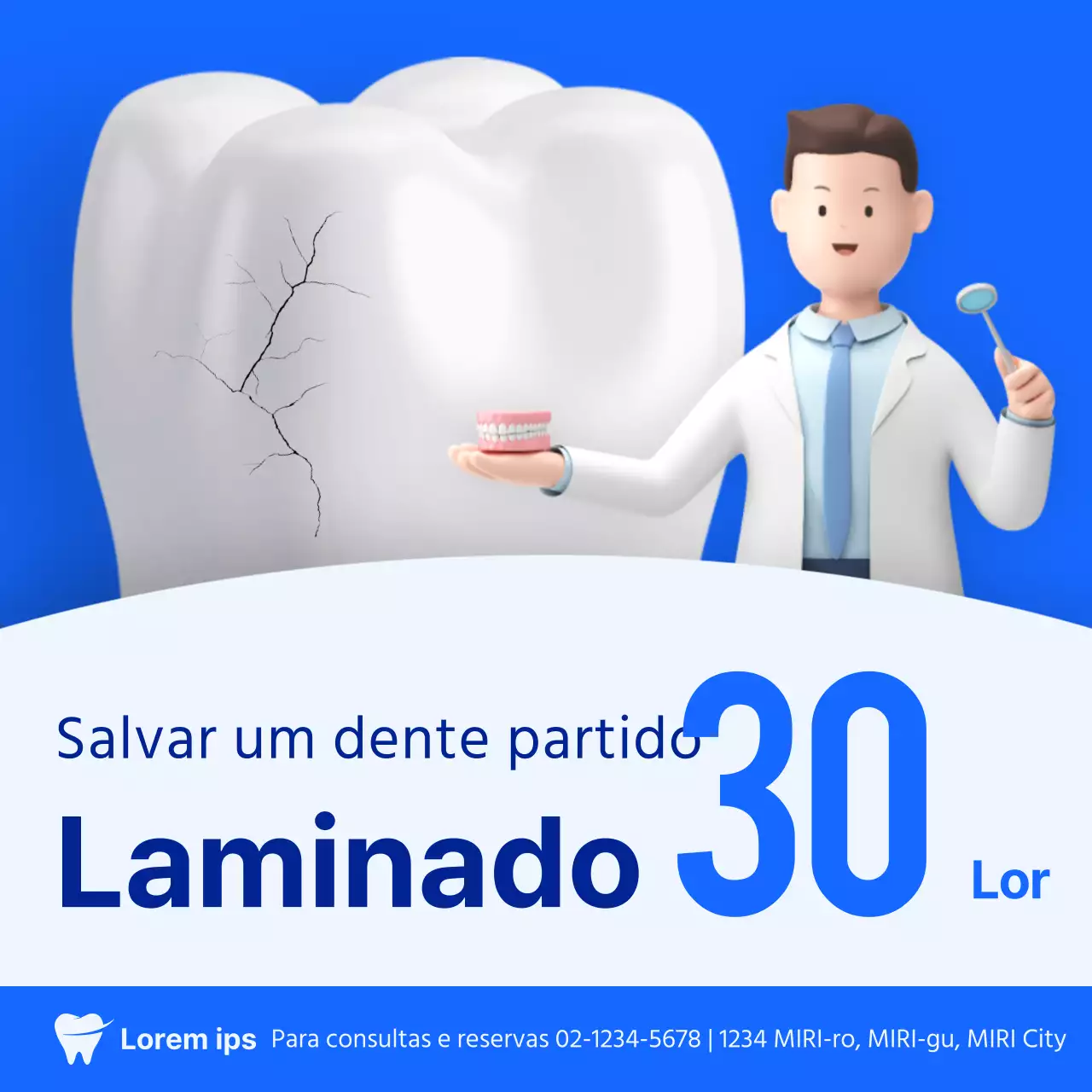 Anúncio laminado simples em azul e azul-marinho