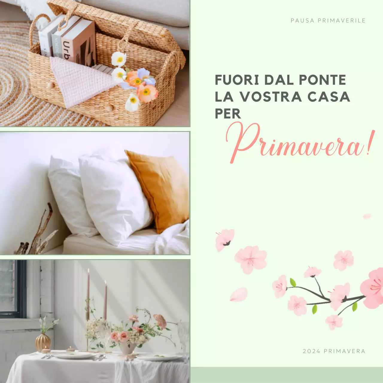 Promozione per la vendita delle vacanze di primavera verde e rosa elegante