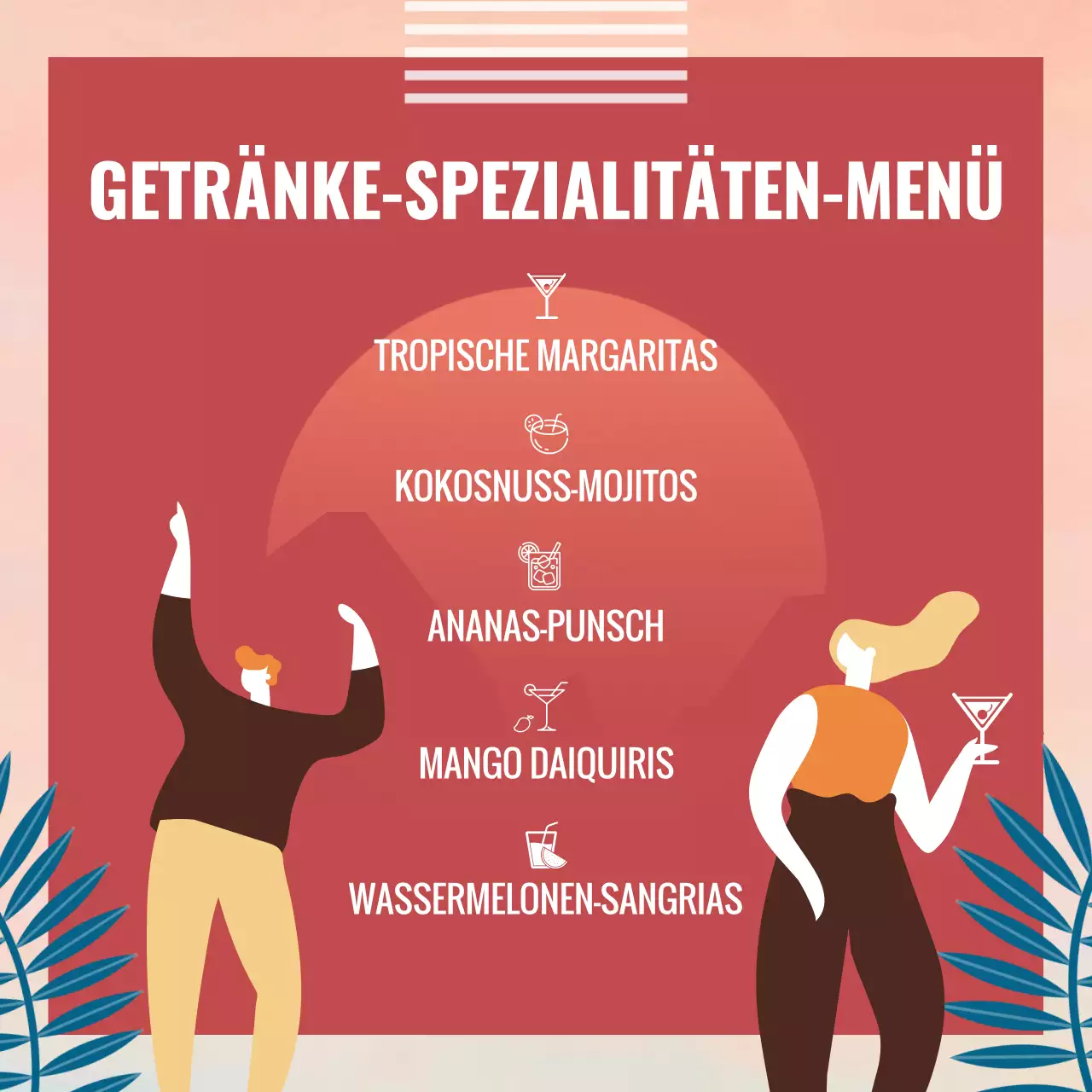 Die Spring Break Party-Kampagne der Trendy Bar in Blau und Orange