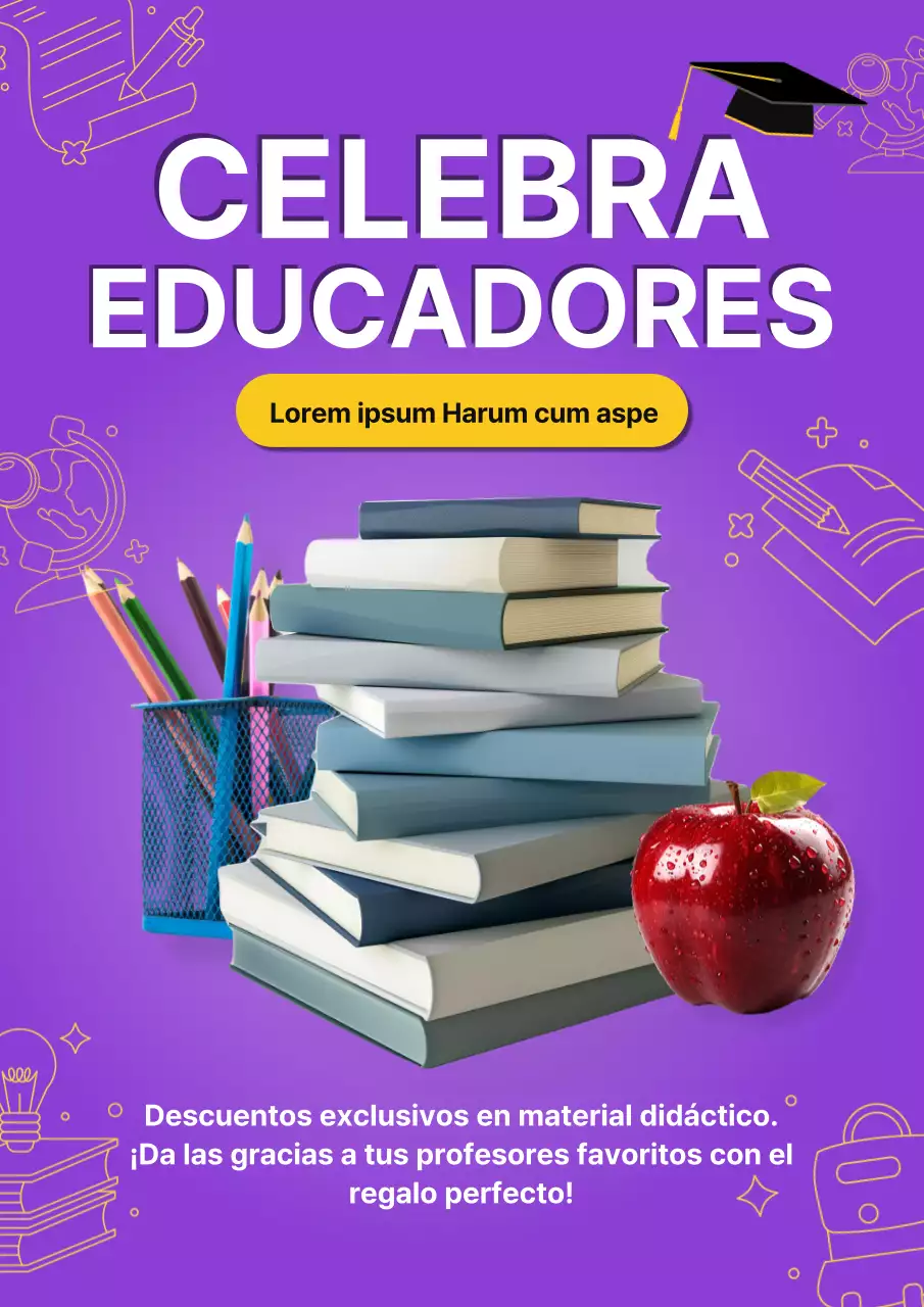 Anunciar una venta del Día del Profesor en morado