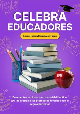 Anunciar una venta del Día del Profesor en morado