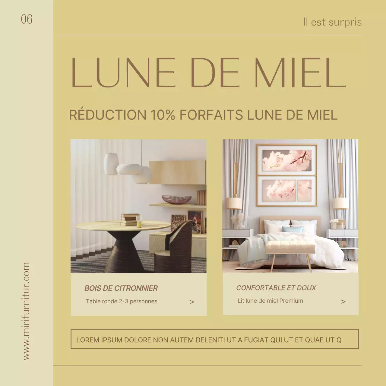 Promouvoir un produit d'ameublement d'intérieur simple dans les tons jaune et marron