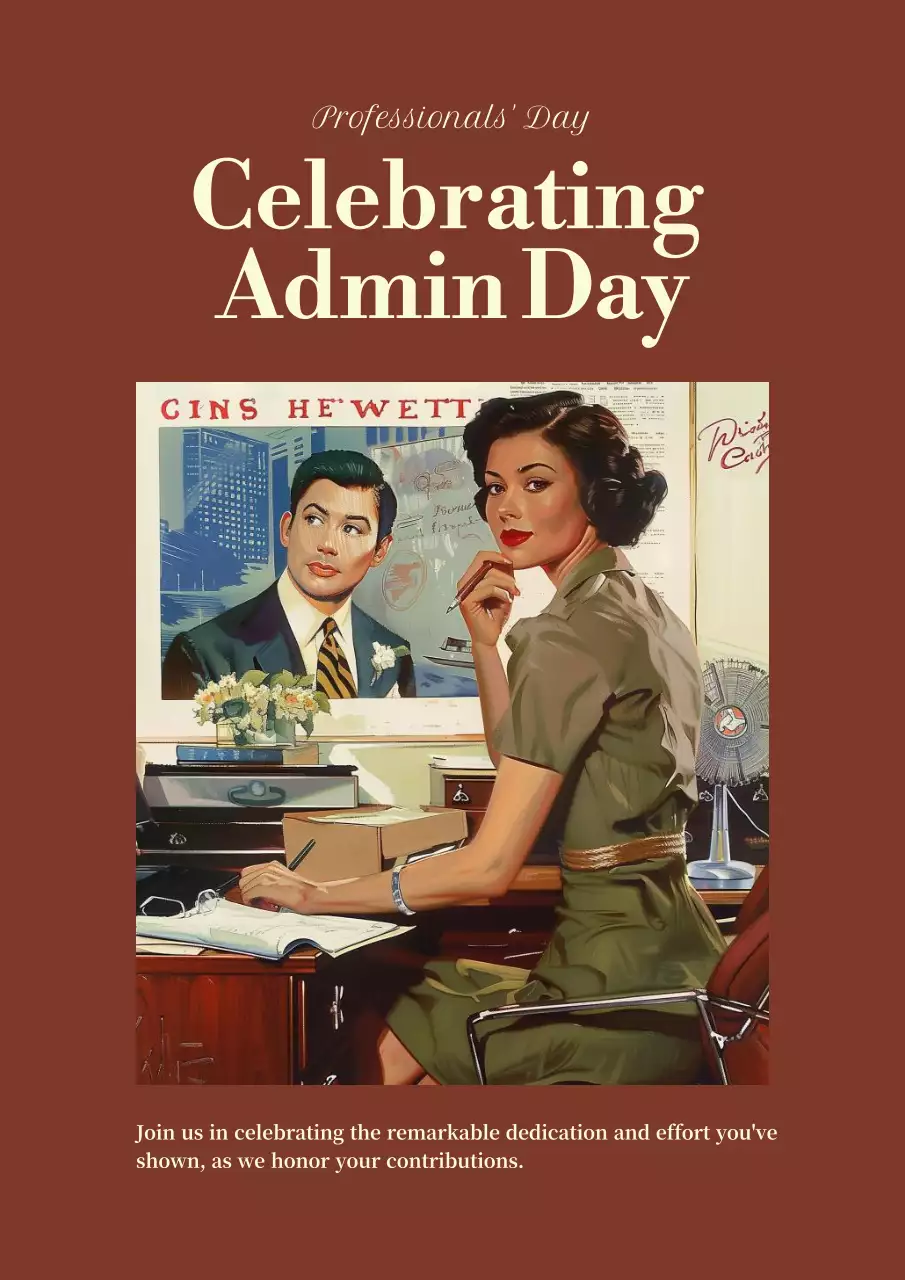 Brown Vintage Admin Announcement Poster