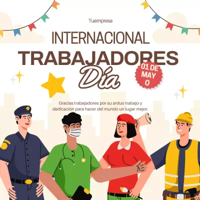 Crema de naranja moderna para celebrar el Día Internacional del Trabajador