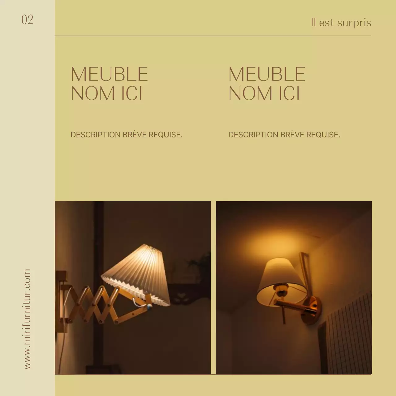 Promouvoir un produit d'ameublement d'intérieur simple dans les tons jaune et marron