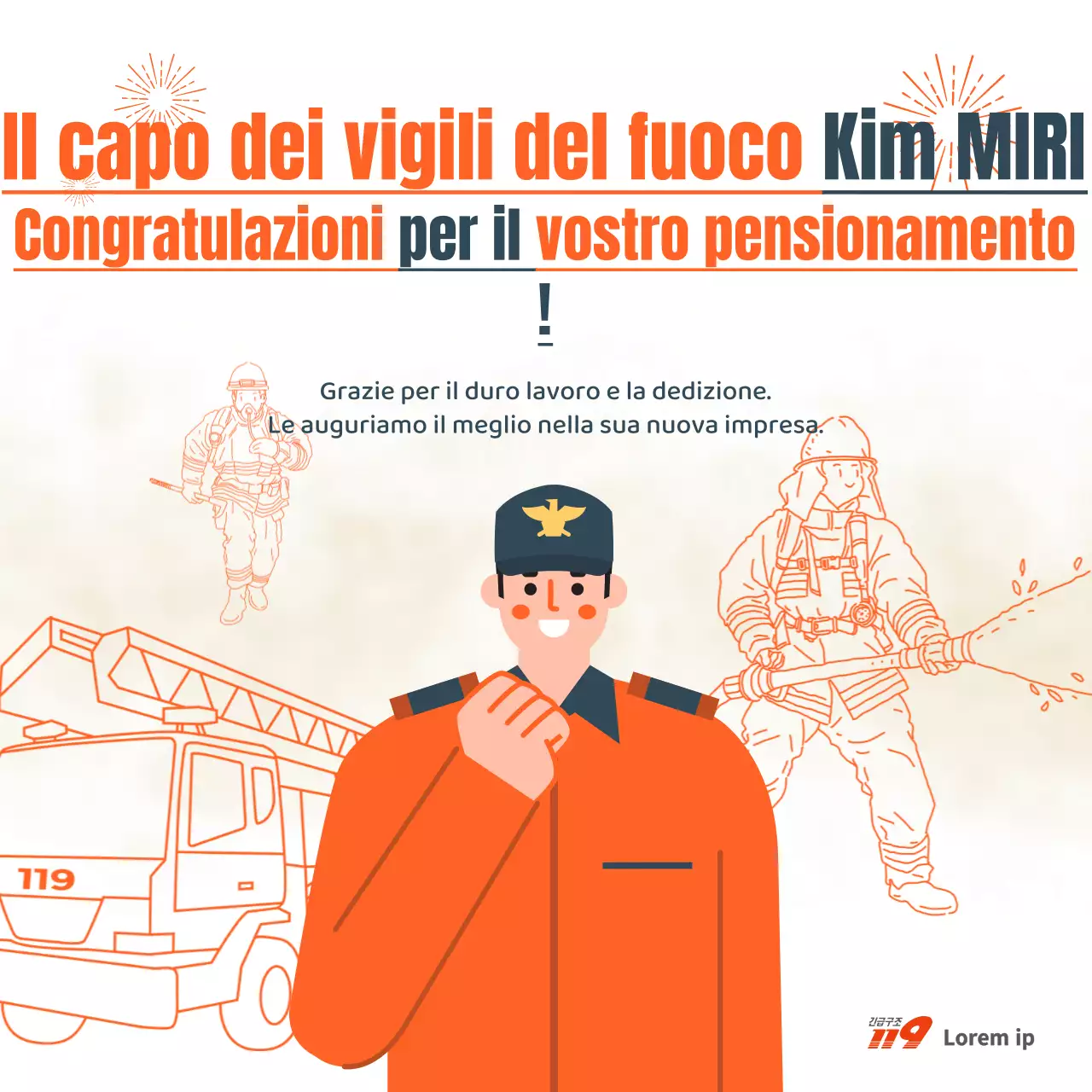 Informazioni di base sulla celebrazione del pensionamento dei vigili del fuoco per l'arancione