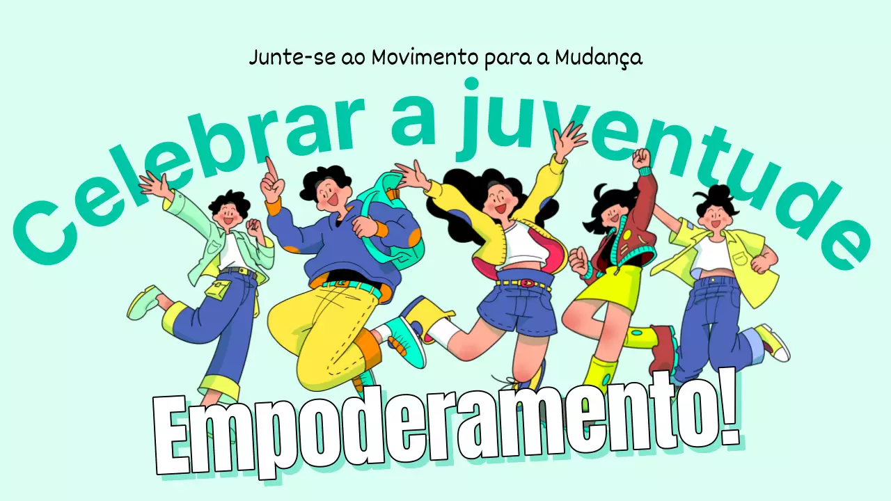 Comemore o Dia da Juventude com um título principal moderno em cor de menta