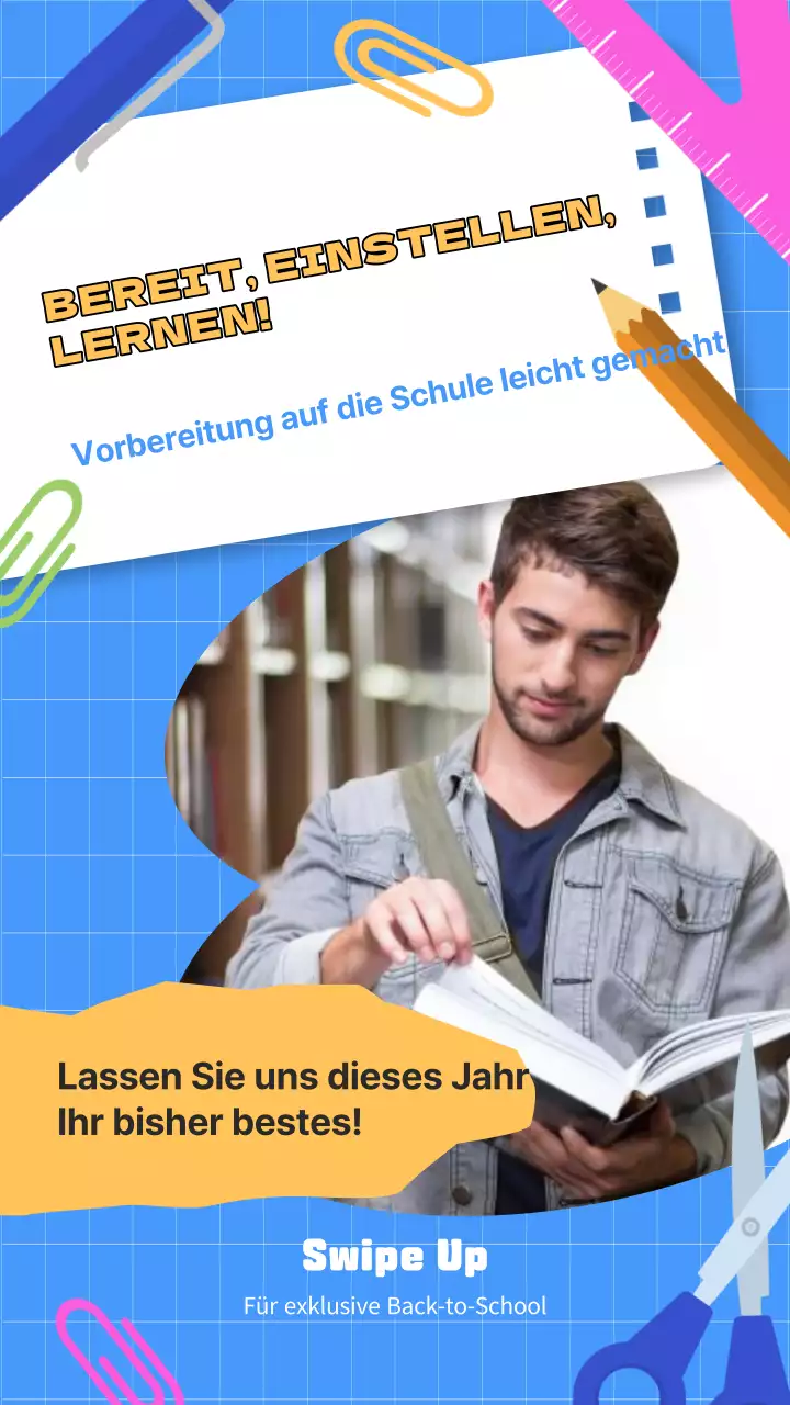 Blauer und gelber Trend für die Schulanfangswerbung