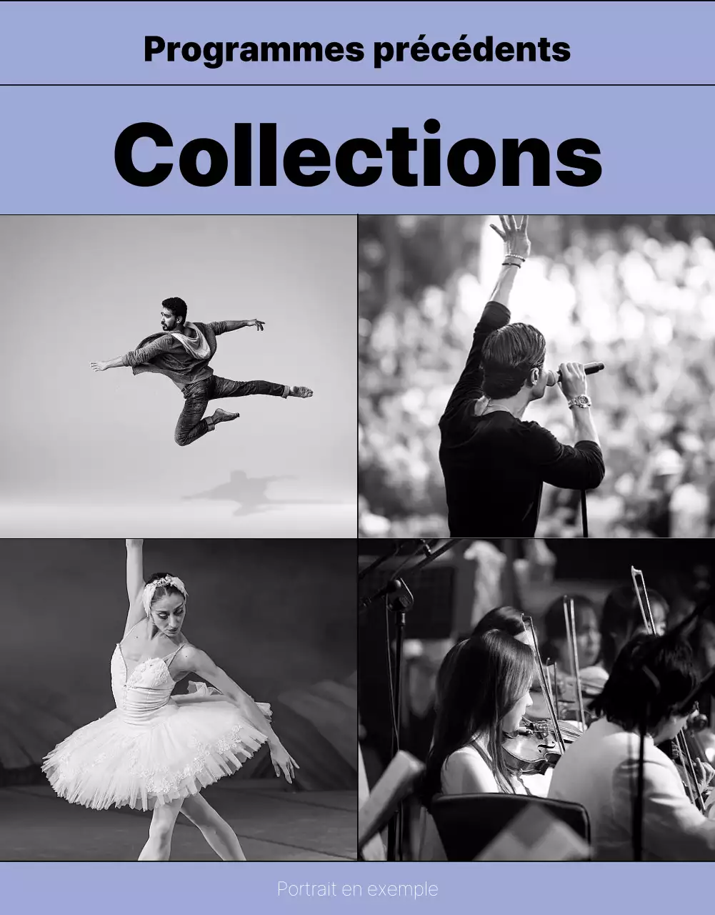 Des informations simples sur le programme en mauve et en rose