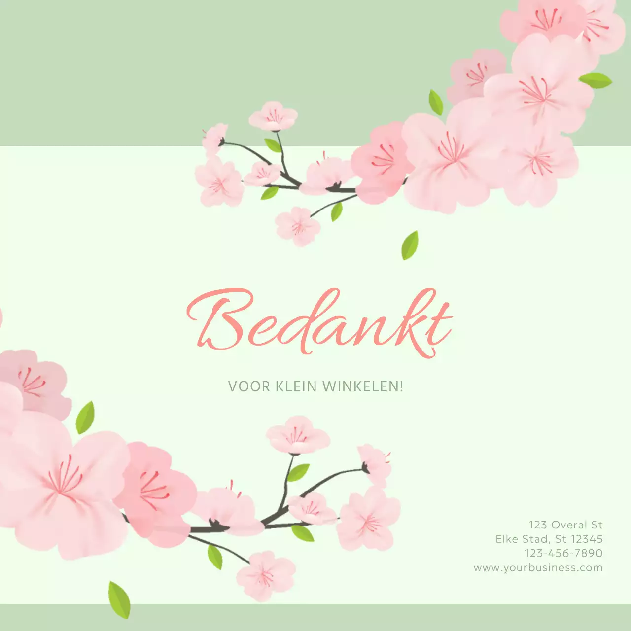 Groen en Roze Elegante Voorjaarsuitverkoop Promotie
