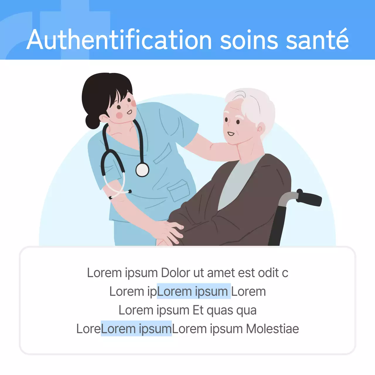 Annonce d'une maison de retraite confortable en bleu clair et blanc