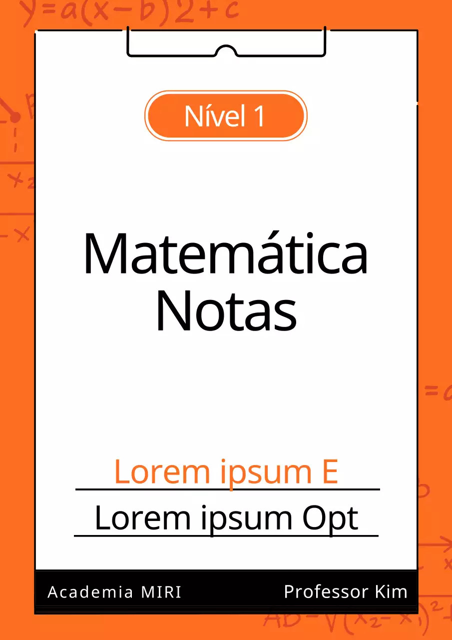 Capa de caderno de matemática simples em vermelho e preto