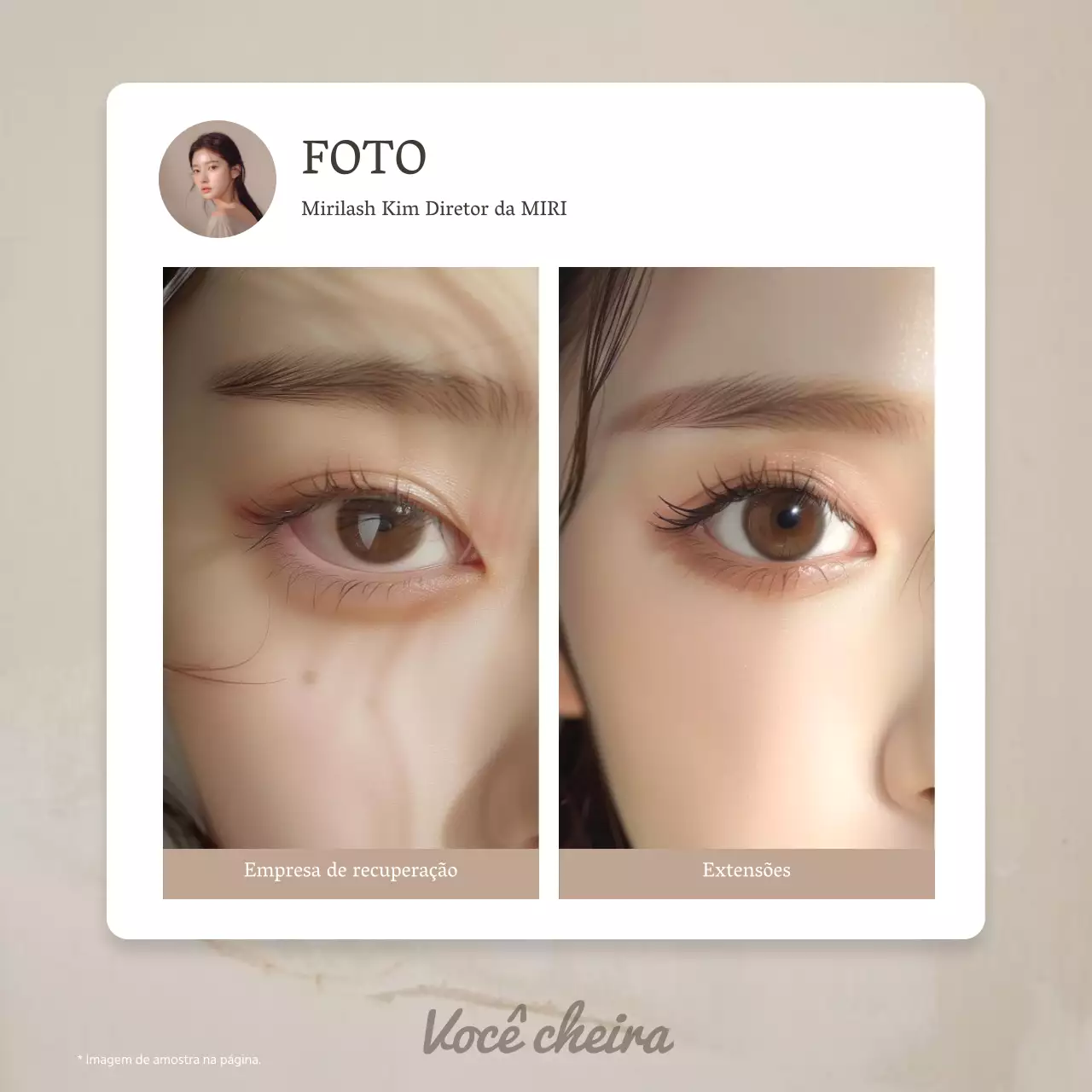 Promover a beleza simples das pestanas em castanho e bege