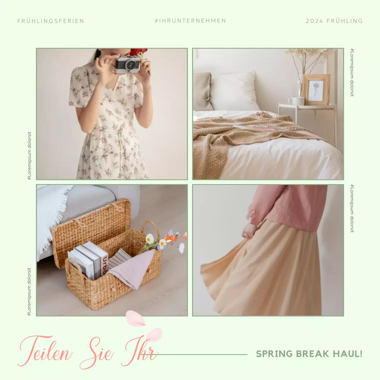 Grün und Rosa Elegant Spring Break Sale Aktion