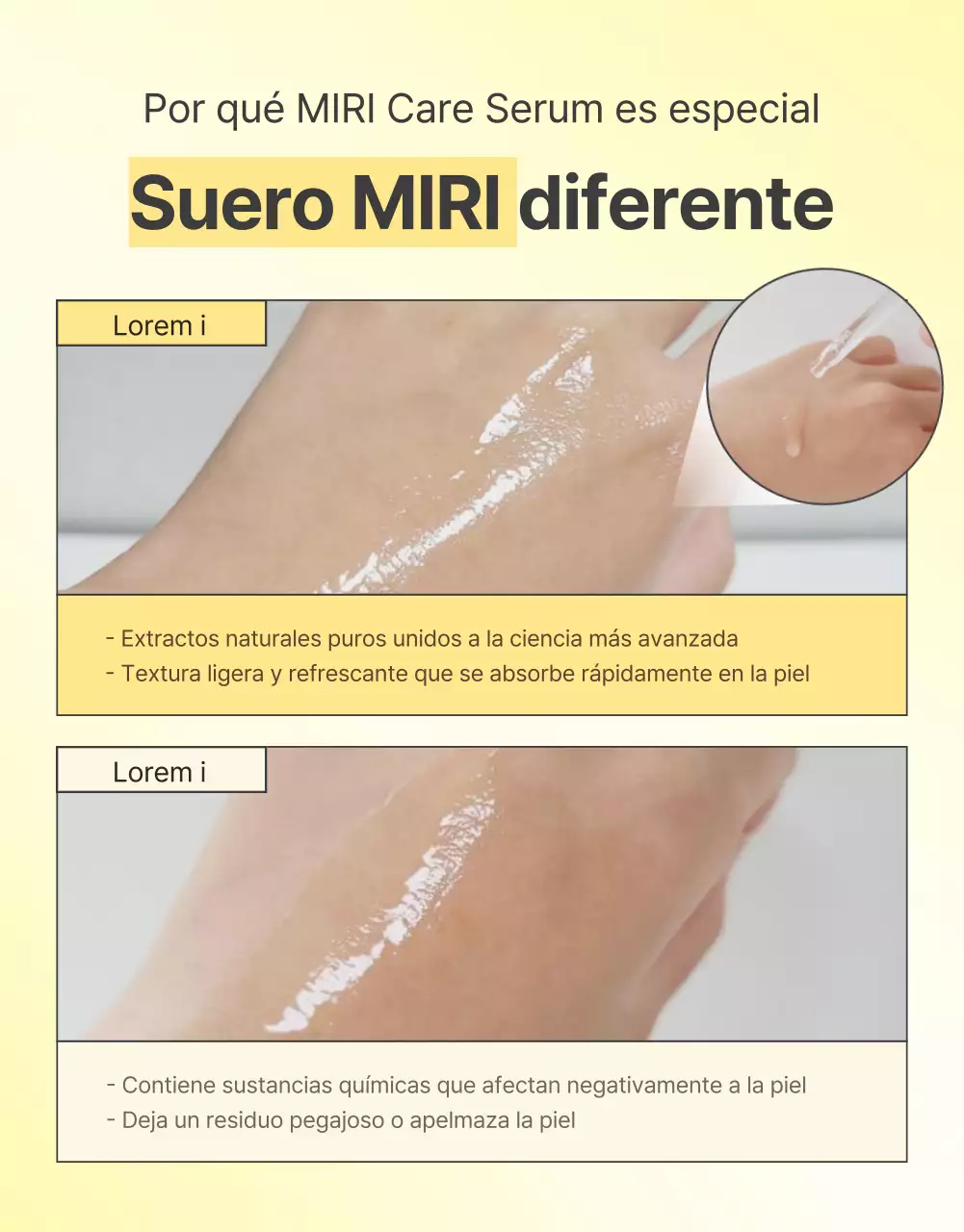 Promover cosméticos sencillos para el cuidado de la piel en amarillo y naranja