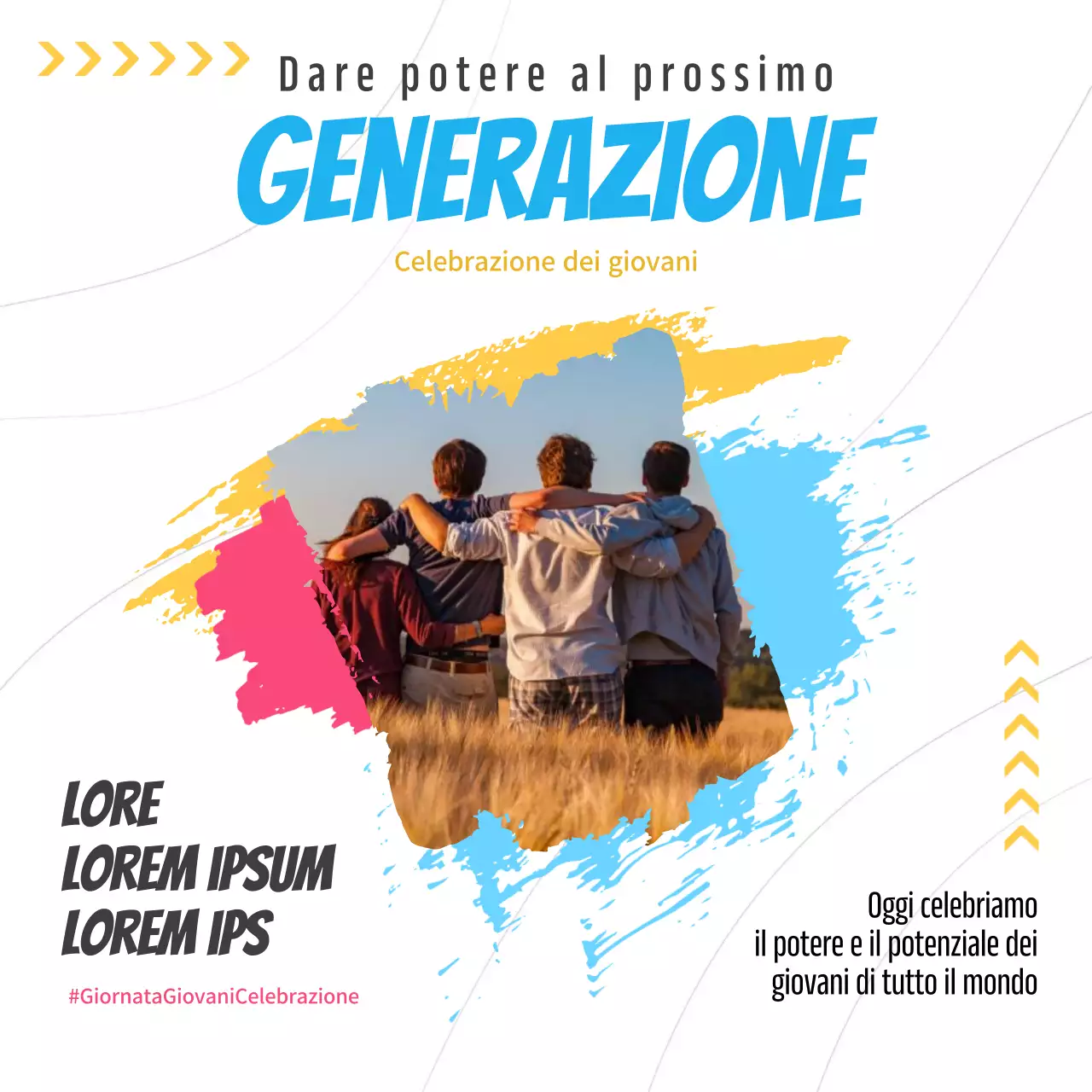 Campagna di celebrazione della Giornata della Gioventù di tendenza in bianco e azzurro