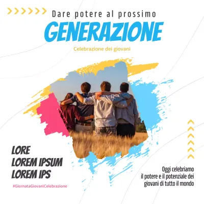 Campagna di celebrazione della Giornata della Gioventù di tendenza in bianco e azzurro